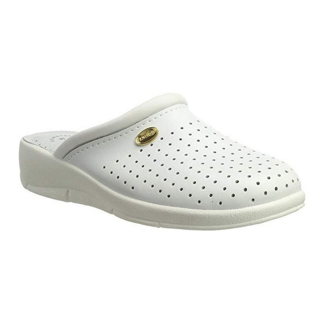 White - Front - Dek Womens-Ladies Coated Leather Clogs