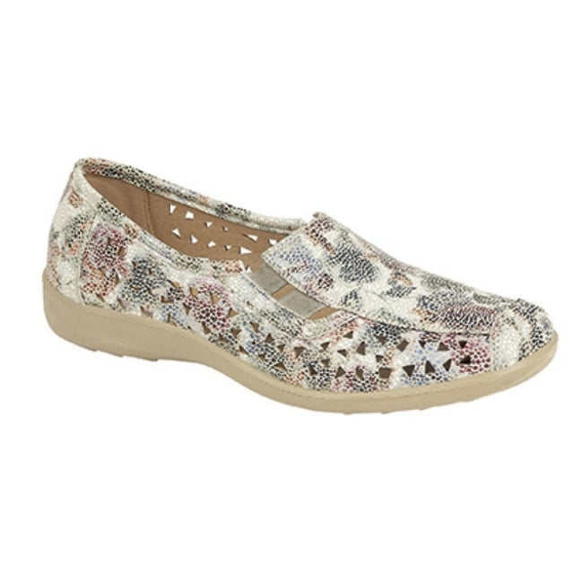 Multi Floral - Front - Boulevard Womens-Ladies Side Gusset Summer Casual Shoes