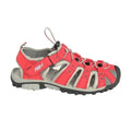Red-Grey - Front - PDQ Womens-Ladies Toggle & Touch Fastening Sports Sandals