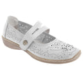 White - Front - Boulevard Womens-Ladies Touch Fastening Perforated Bar Casual Leather Shoes