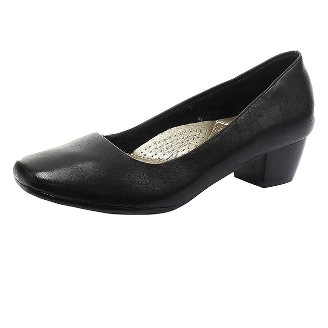 Black - Back - Boulevard Womens-Ladies Low Heel Plain Court Shoes