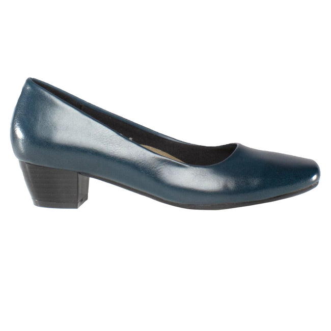 Navy - Front - Boulevard Womens-Ladies Low Heel Plain Court Shoes