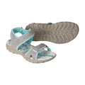 Light Grey-Mint - Side - PDQ Womens-Ladies Toggle & Touch Fastening Sports Sandals