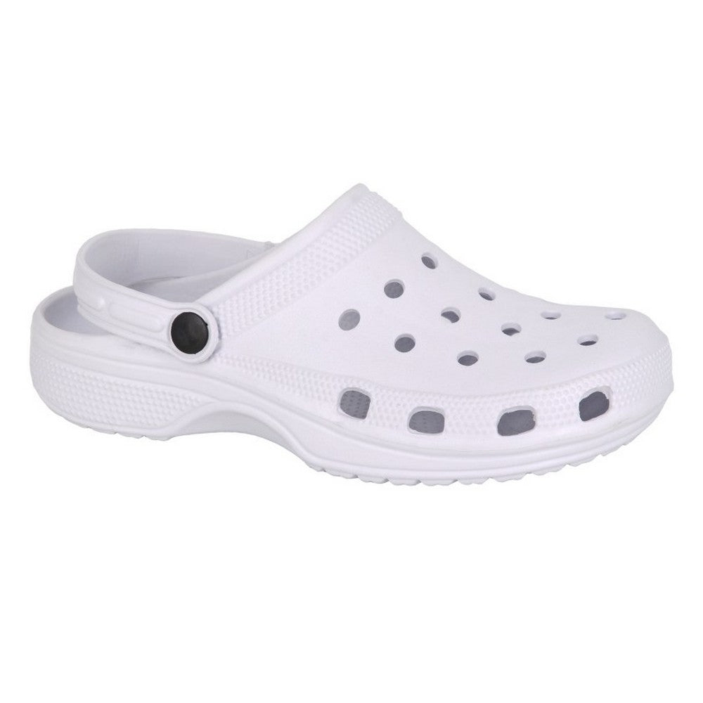 White - Front - Dek Womens-Ladies Perforated Clogs