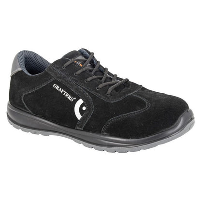 Black - Front - Grafters Mens Suede Safety Trainers