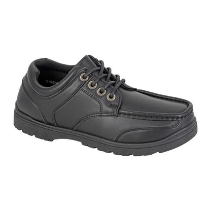 Black - Front - Route 21 Boys Monty Boat Shoes