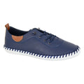 Navy Blue - Front - Mod Comfys Womens-Ladies Leather Trainers