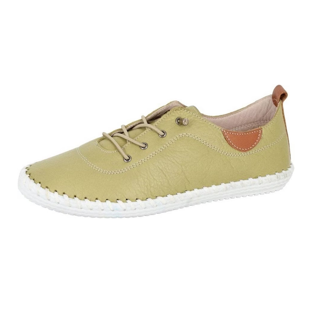 Pistachio Green - Back - Mod Comfys Womens-Ladies Leather Trainers