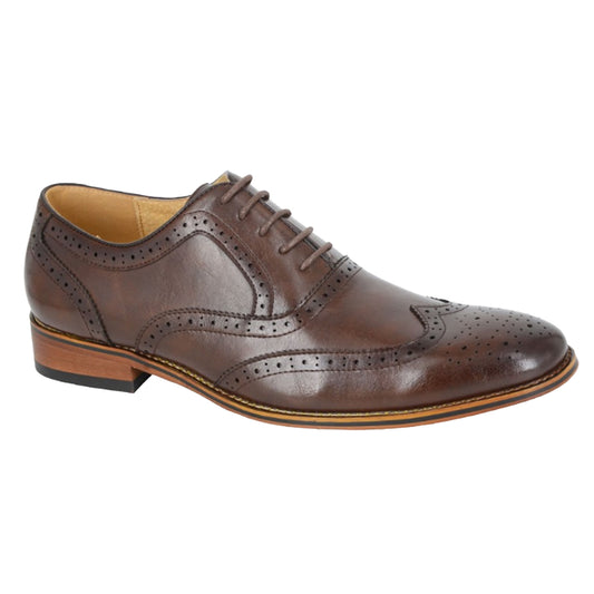 Dark Brown - Front - Goor Mens Leather Brogues