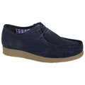Navy Blue - Front - Roamers Mens Suede Apron Casual Shoes