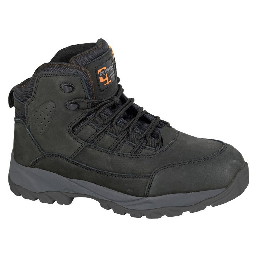 Black - Front - Grafters Mens Nubuck Hiking Boots