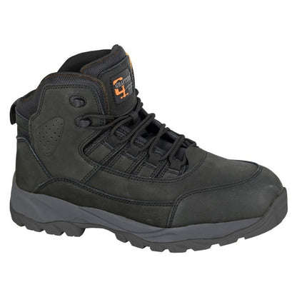 Black - Front - Grafters Mens Nubuck Hiking Boots