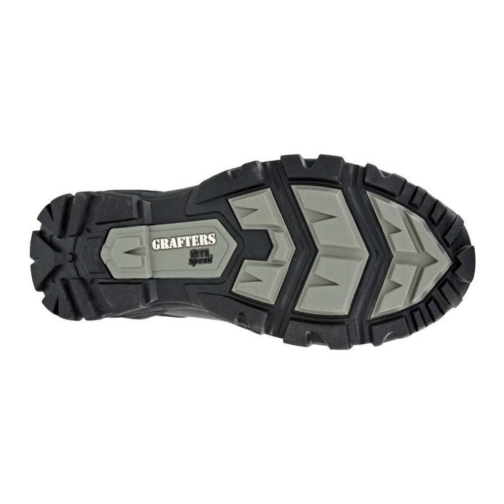 Black - Back - Grafters Mens Tiger Leather Combat Boots
