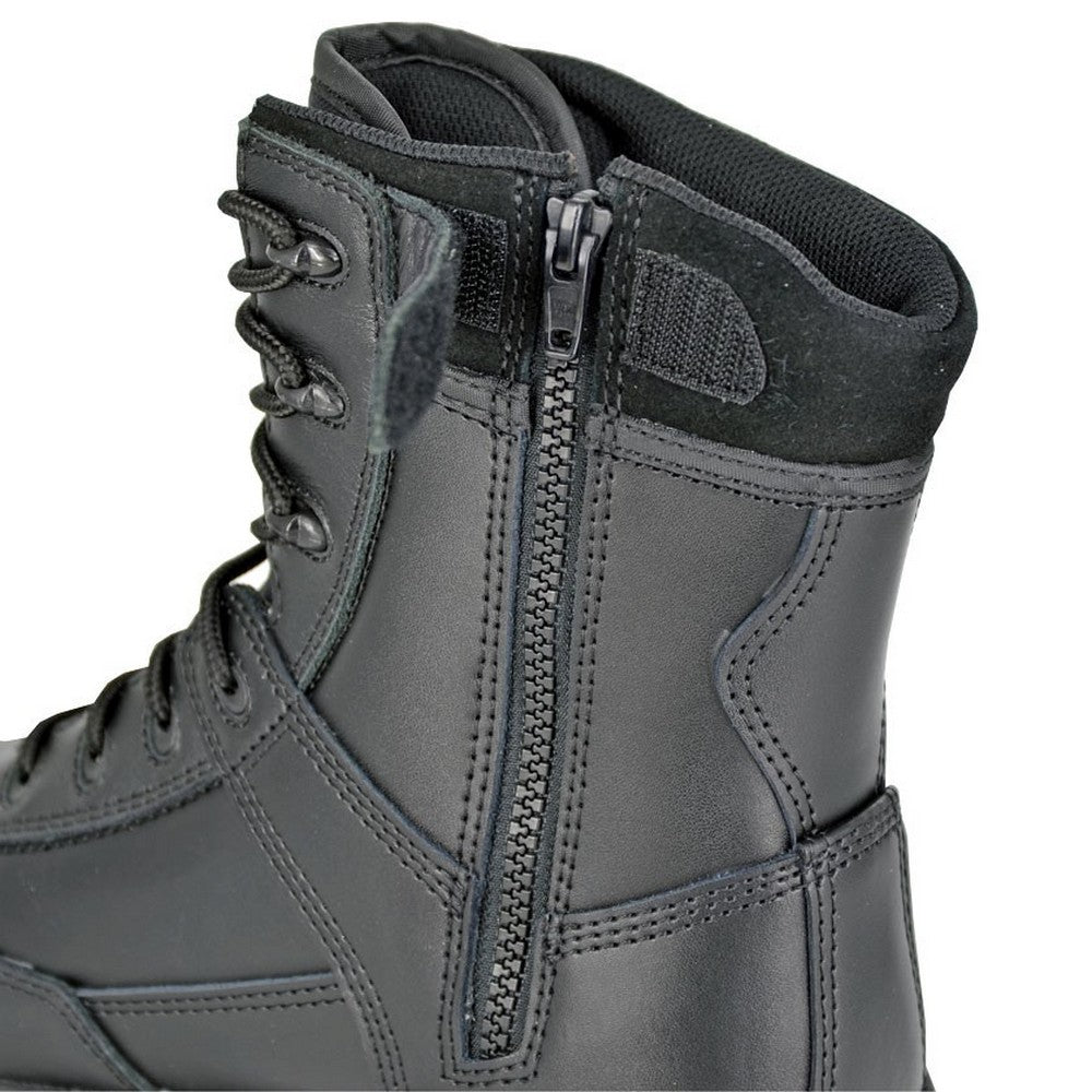 Black - Side - Grafters Mens Tiger Leather Combat Boots