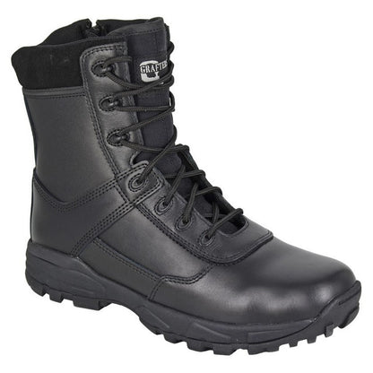Black - Front - Grafters Mens Tiger Leather Combat Boots
