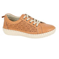 Tan - Front - Mod Comfys Womens-Ladies Leather Trainers