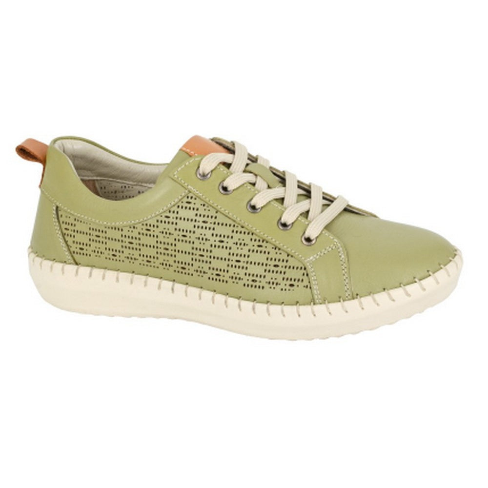 Avocado - Front - Mod Comfys Womens-Ladies Leather Trainers