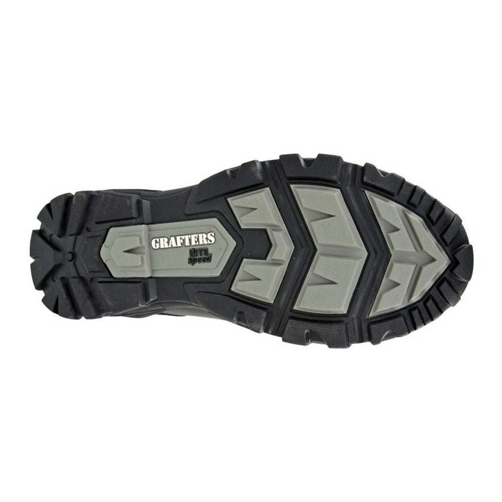 Black - Back - Grafters Mens Tiger Leather Combat Boots