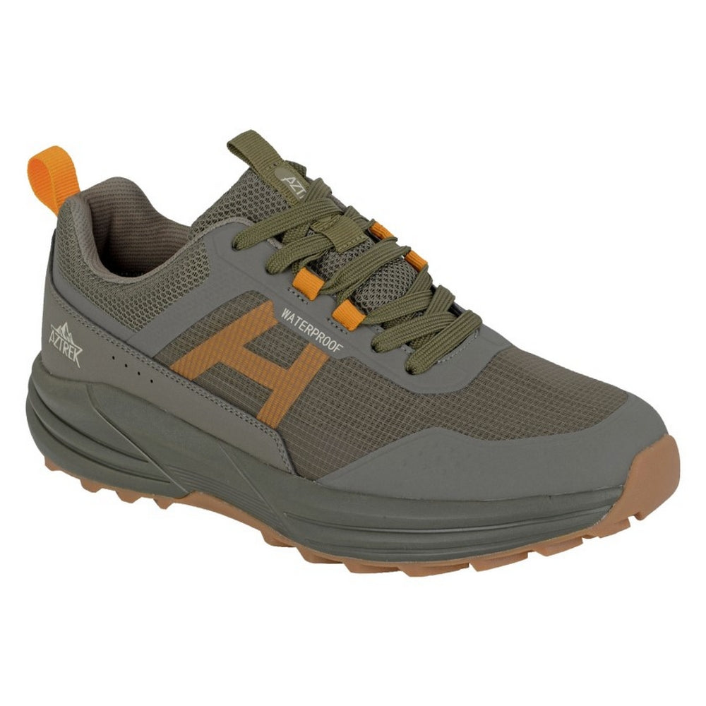Khaki Green-Grey - Front - Aztrek Mens Wolds Waterproof Trainers