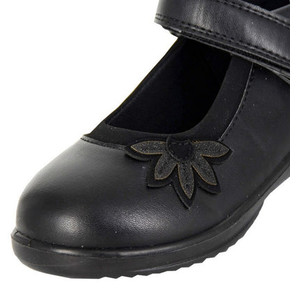Black - Side - Boulevard Girls Flower Mary Janes