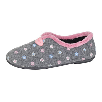 Grey - Front - Sleepers Womens-Ladies Carol Slippers