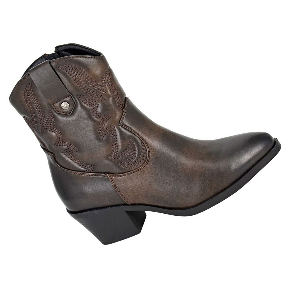 Dark Brown - Back - Cipriata Womens-Ladies Bertilla Burnished Ankle Boots