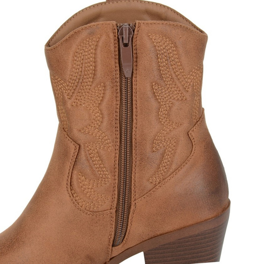 Tan - Back - Cipriata Womens-Ladies Bertilla Cowgirl Ankle Boots