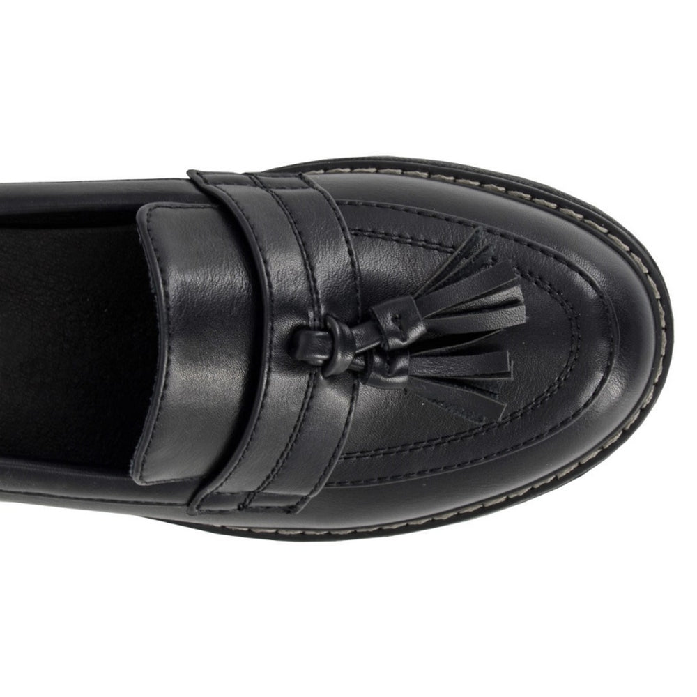Black - Back - Boulevard Womens-Ladies Tassel Loafers