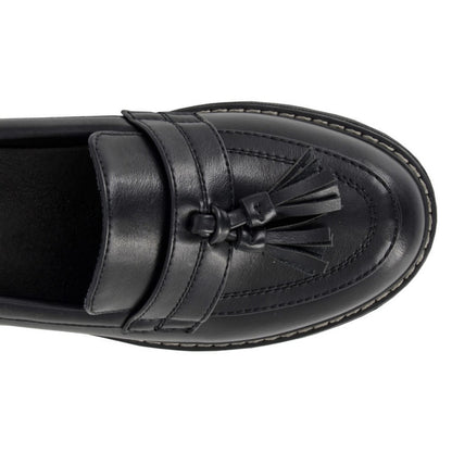 Black - Back - Boulevard Womens-Ladies Tassel Loafers