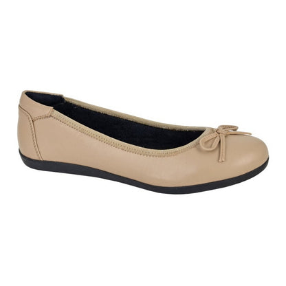 Taupe - Front - Cipriata Womens-Ladies Eria Leather Ballerina Flats