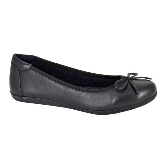 Black - Front - Cipriata Womens-Ladies Eria Leather Ballerina Flats
