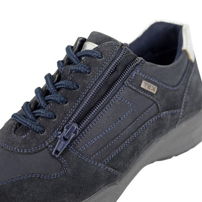 Navy Blue - Side - Mod Comfys Womens-Ladies Tissington Nubuck Trainers