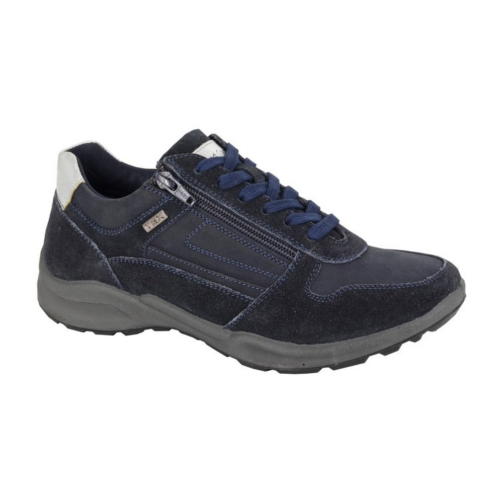 Navy Blue - Front - Mod Comfys Womens-Ladies Tissington Nubuck Trainers