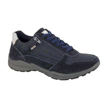 Navy Blue - Front - Mod Comfys Womens-Ladies Tissington Nubuck Trainers