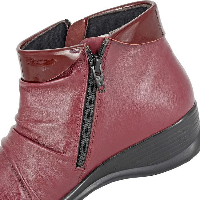 Burgundy - Side - Mod Comfys Womens-Ladies Softie Leather Ankle Boots