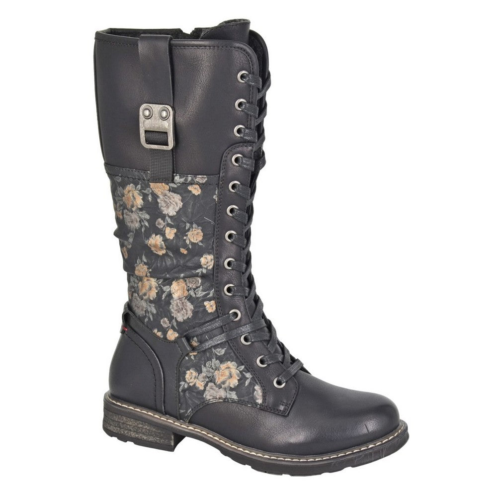 Black - Front - Cipriata Womens-Ladies Floral Calf Boots