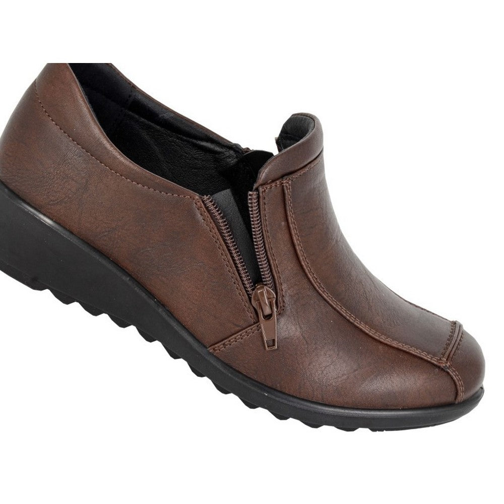 Brown - Side - Boulevard Womens-Ladies Loafers