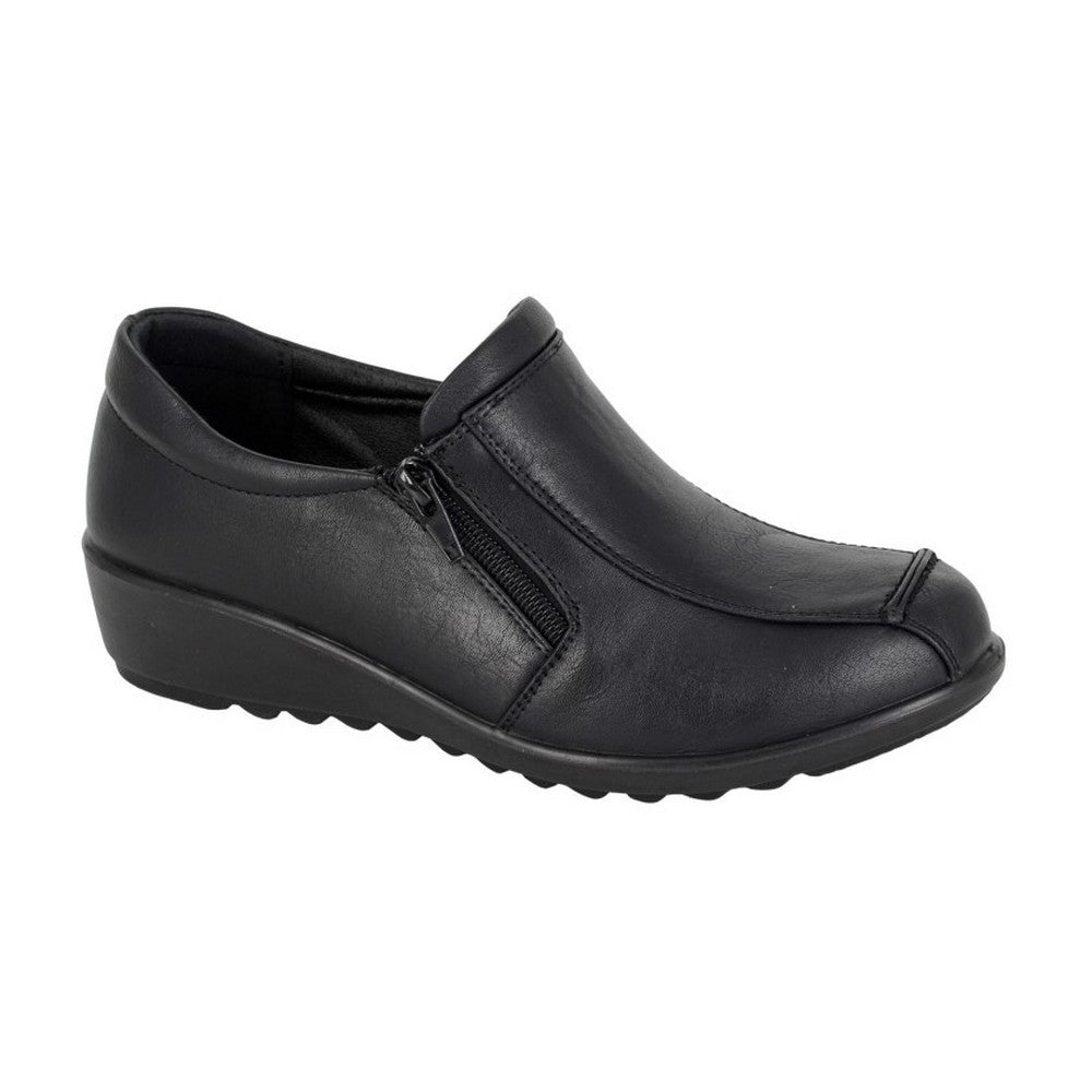 Black - Front - Boulevard Womens-Ladies Loafers