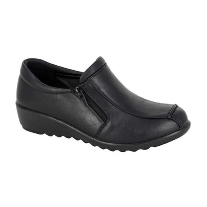 Black - Front - Boulevard Womens-Ladies Loafers