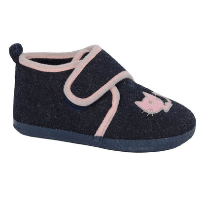 Navy Blue - Front - Sleepers Childrens-Kids Kit Slippers