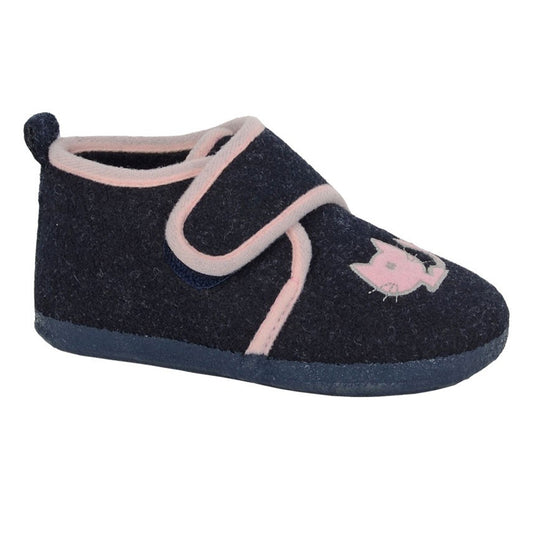 Navy Blue - Front - Sleepers Childrens-Kids Kit Slippers