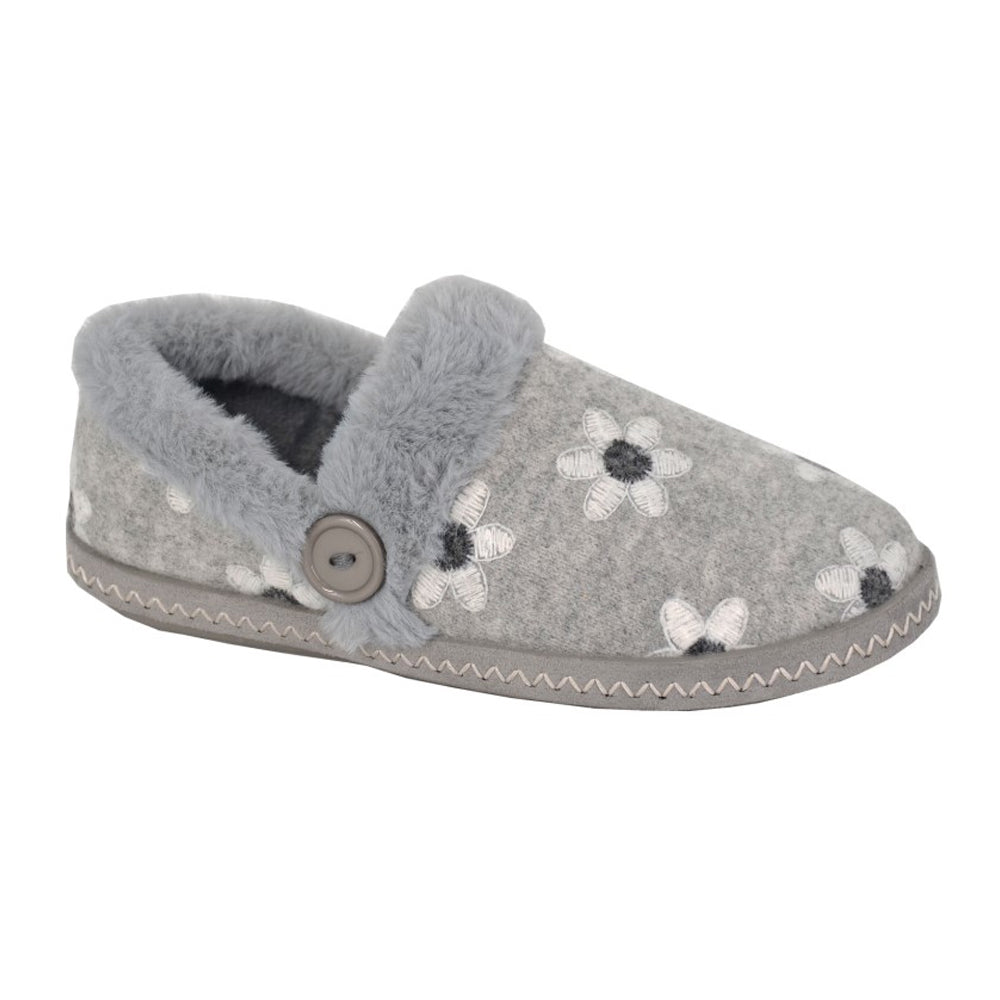 Grey - Front - Sleepers Womens-Ladies Trina Slippers
