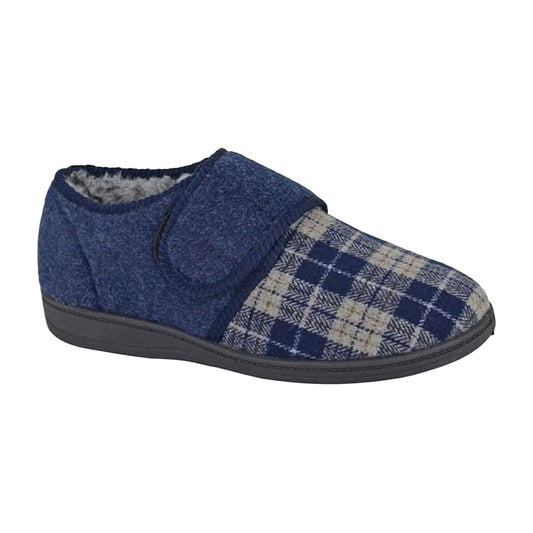 Navy - Front - Sleepers Mens Denzil Slippers