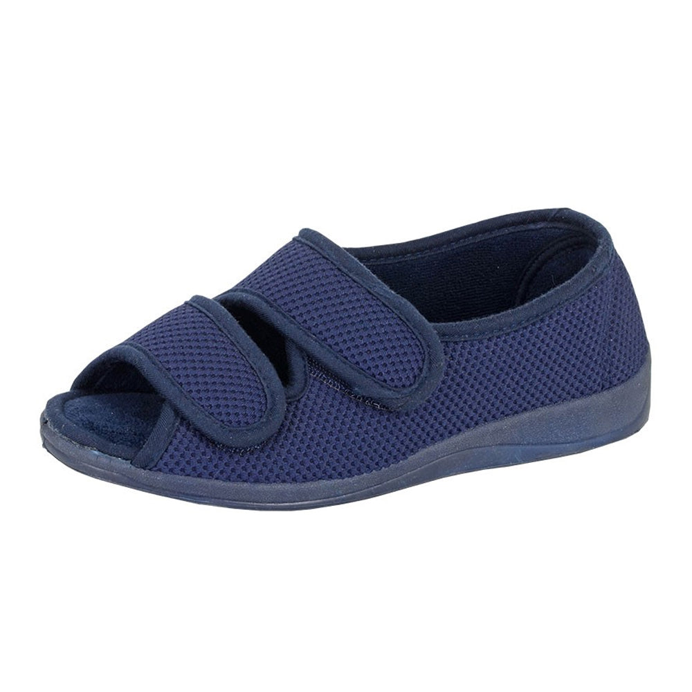 Navy - Back - Sleepers Womens-Ladies Dora Synthetic Slippers