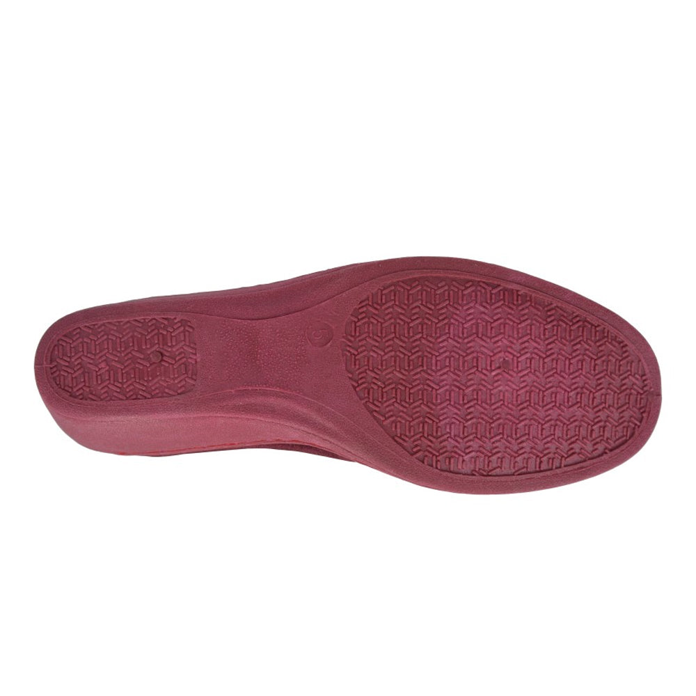 Burgundy - Side - Sleepers Womens-Ladies Elsie Synthetic Wide Slippers