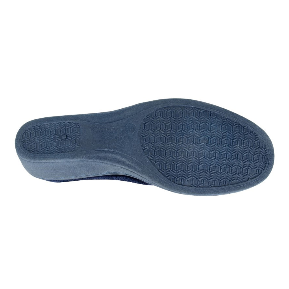 Navy - Side - Sleepers Womens-Ladies Elsie Synthetic Wide Slippers