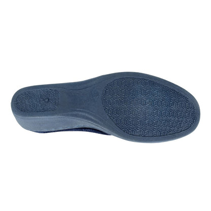 Navy - Side - Sleepers Womens-Ladies Elsie Synthetic Wide Slippers