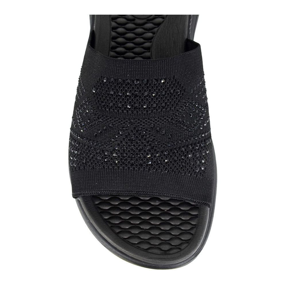 Black - Side - Cipriata Womens-Ladies Eliana Diamante Sliders