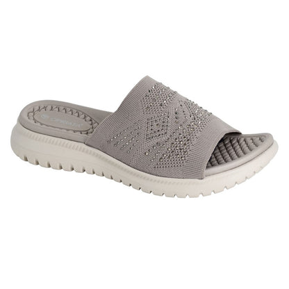 Grey - Front - Cipriata Womens-Ladies Eliana Diamante Sliders