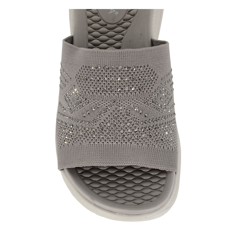 Grey - Side - Cipriata Womens-Ladies Eliana Diamante Sliders